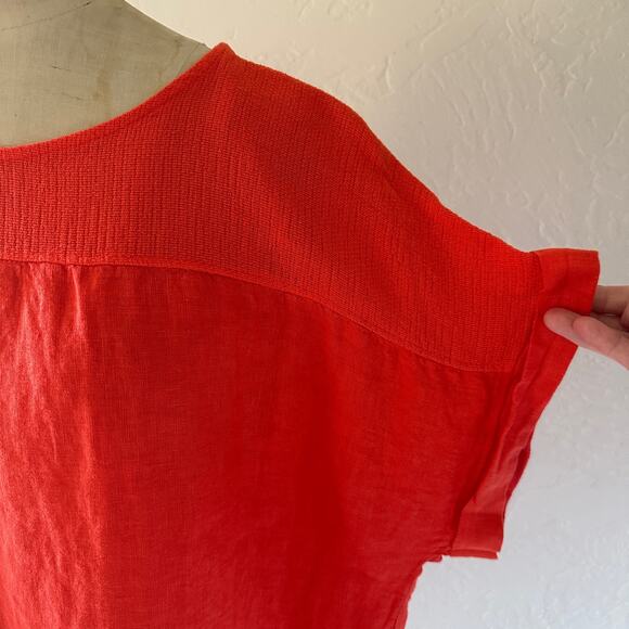 SAIPH LAB | Plus Size NEW Women's 3X Orange 100% Linen Tunic Top Made in Italy - Picture 7 of 12